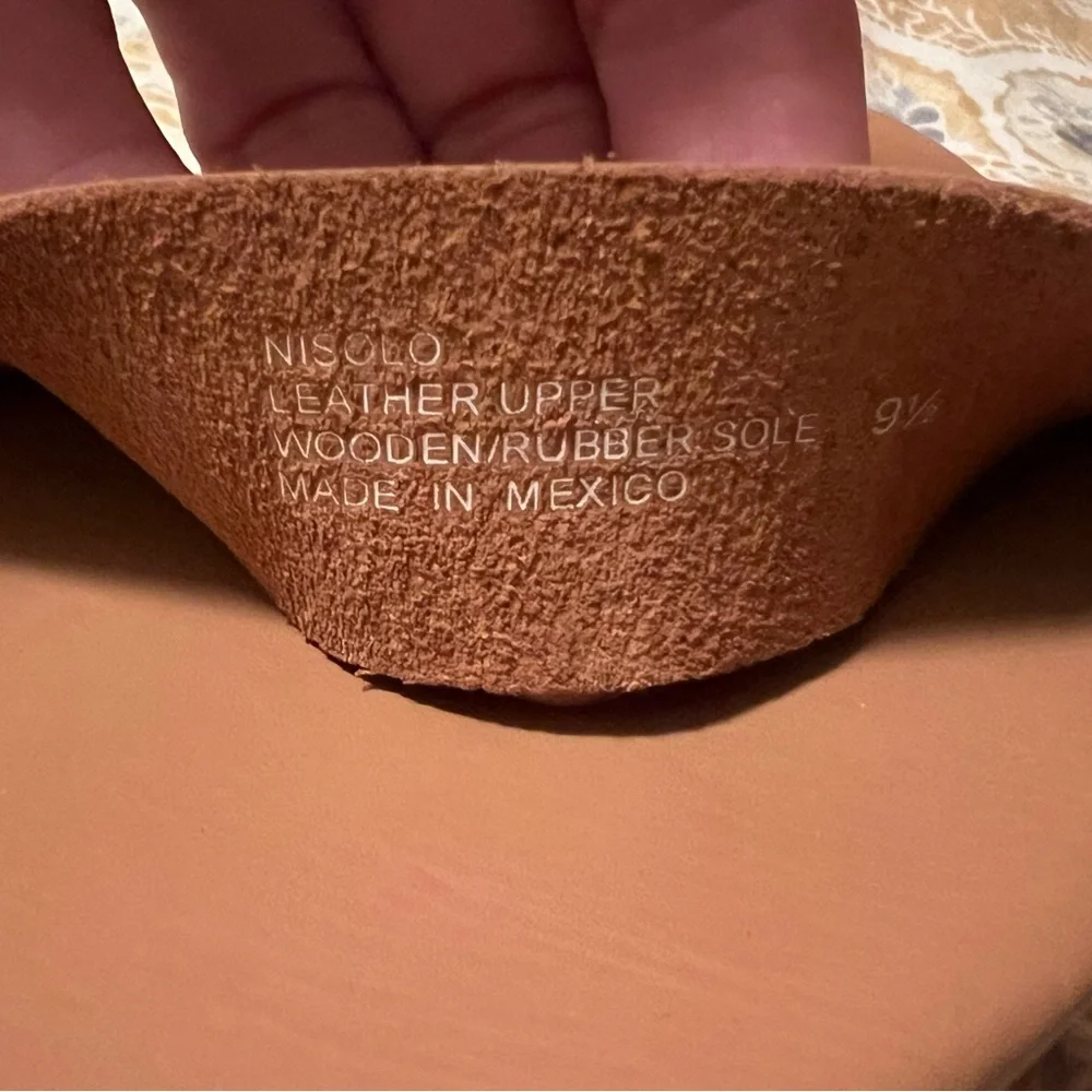 Nisolo Tan Leather Platform Wedge Sandals with Ankle Buckle
